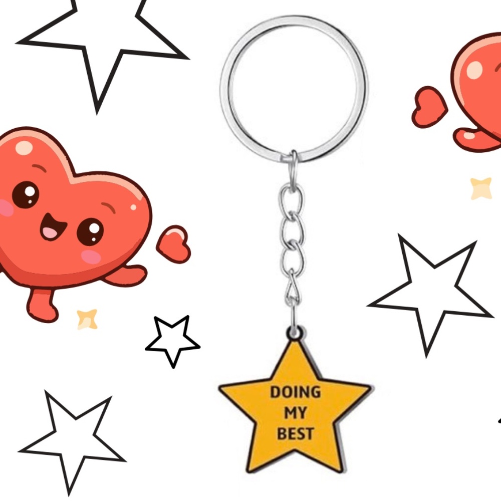 'Doing My Best'  Yellow Star Keychain | Funny Novelty Gifts - Picture 9 of 9